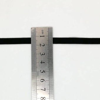 Бархатная тесьма 07 мм стрейч черная