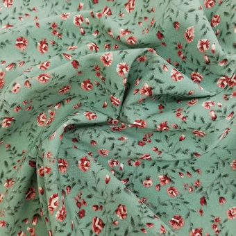 2293-3 шелк вискозный бирюзовый цветы