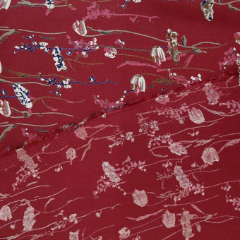 2290-7 вискоза плательная бордо цветы