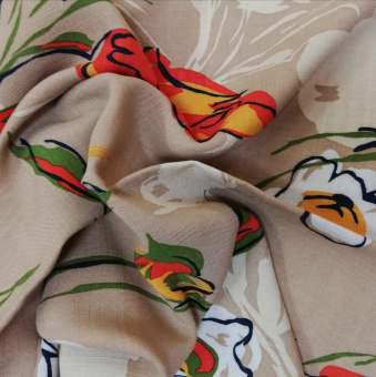 2199-2 лен стрейч бежевый цветы (2)