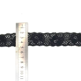 Тесьма кружевная 3028 черная цветы (2)