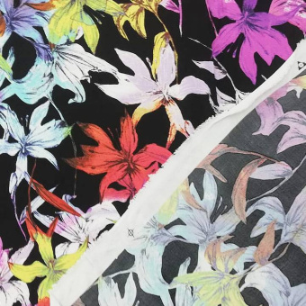 2265-1 креп плательный черный цветы