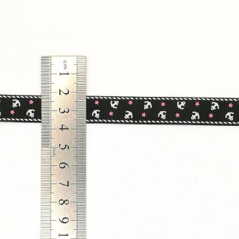 Лента Репсовая принт 15 мм черный (2)