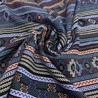 2372-3 Лен вискозный синий принт  (2)