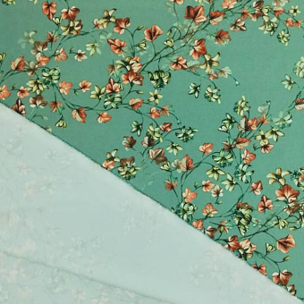 2273-3 Шелк креп стрейч зеленый цветы (2)