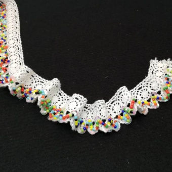 Тесьма кружевная 2008 белая бусины (2)