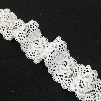 Тесьма кружевная стрейч 3024 белая цветы (3)