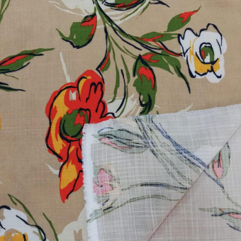 2199-2 лен стрейч бежевый цветы (3)