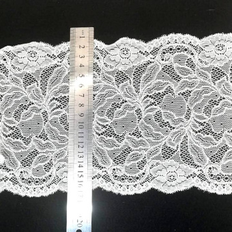 Тесьма кружевная стрейч 2527 белый цветок (3)
