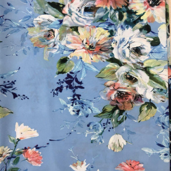 1913-1 вискоза плательная голубая цветок (3)