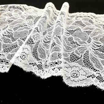 Тесьма кружевная стрейч 2527 белый цветок (2)