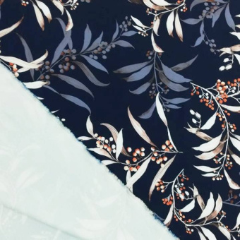2270-1 Креп лён стрейч синий цветы (2)