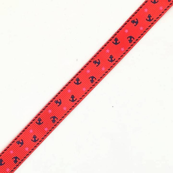 Лента репсовая принт 15 мм красный (1)