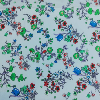 2067-16 вискоза плательная голубая цветы  (2)