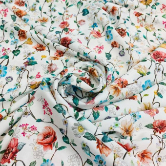 2341-9 Шелк плательный. белый цветок (2)