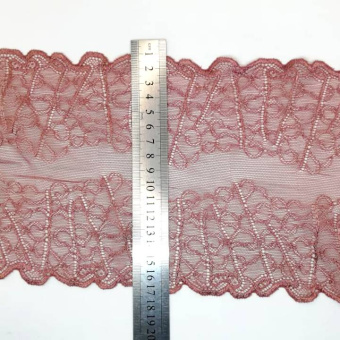 Тесьма кружевная стрейч 2528 терракотовый узор