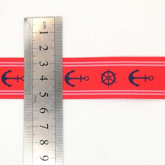 Лента Репсовая принт 25 мм красный (2)