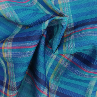 2206-1 хлопок шелк синий клетка (2)