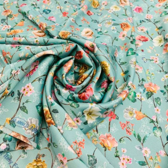 2341-3 Шелк плательный. зеленый цветок (2)