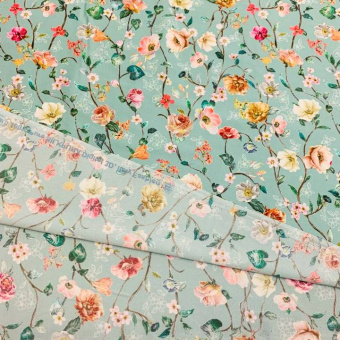 2341-3 Шелк плательный. зеленый цветок (3)