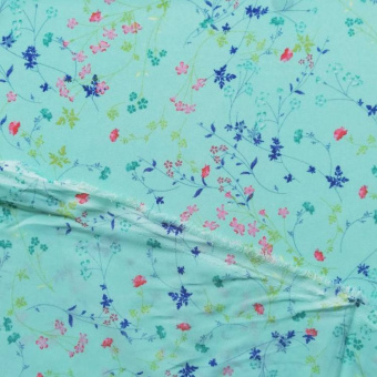 2114-5 вискоза блузочная зеленая цветы