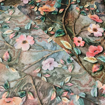 2341-7 Шелк плательный бежевый цветок (3)